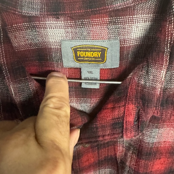 Foundry long sleeve flannel shirt - red/black/grey size 1XL - Picture 2 of 3